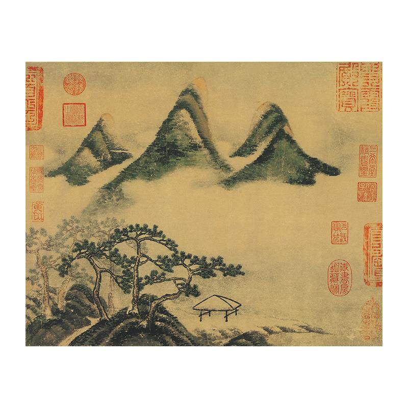 名画复制品米芾春山瑞松图写意水墨画山水画国画艺术微喷装饰画
