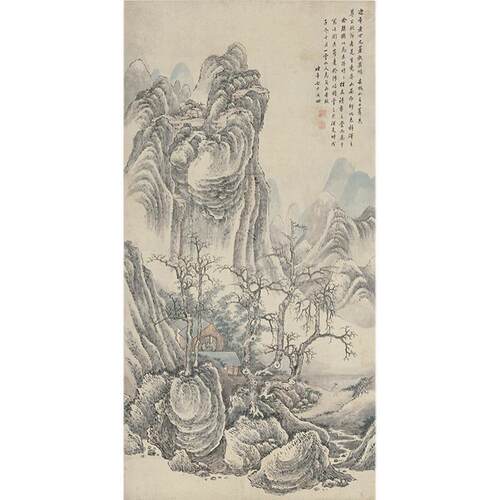 名画复制高简为迎年作山水画国画写意水墨艺术微喷临摹范本装饰画