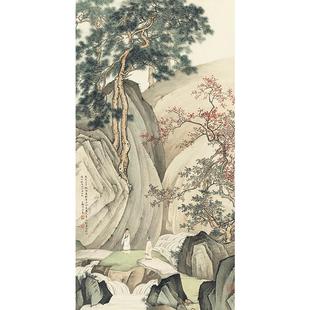 饰画 1陈少梅游山听泉图人物山水国画艺术微喷古代名画复制品装