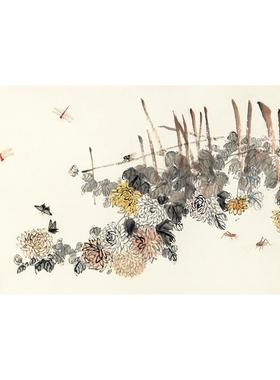 高清复刻齐白石秋声秋色图国画横幅花卉草虫兼工带写微喷装饰画