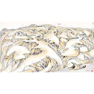 名画复制品名家作品吴冠中黄土高原现代国画艺术微喷挂画装饰画