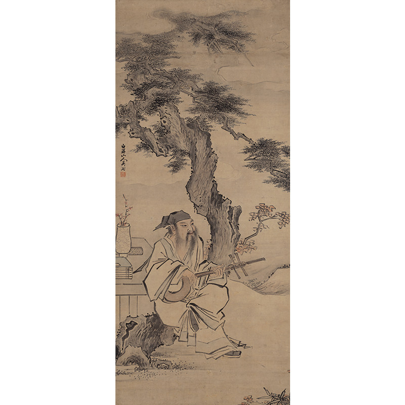 古代名画真迹复制吴湘树下停阮图国画人物画微喷名家字画装饰画