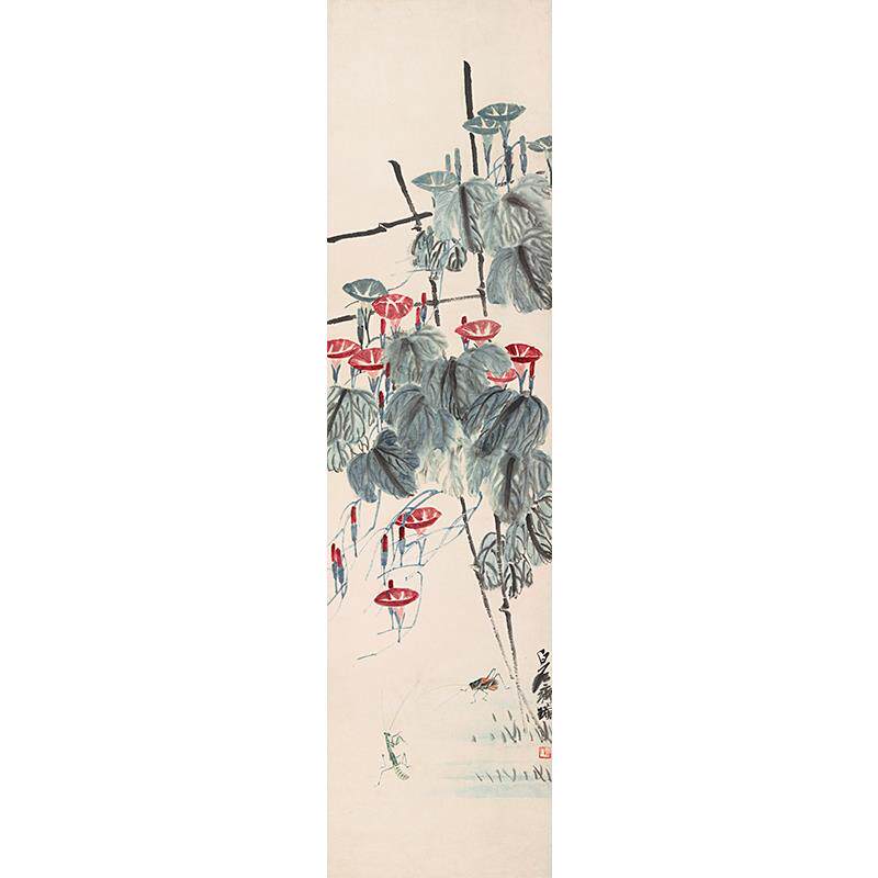 名画复制品齐白石牵牛草虫写意水墨花鸟画国画艺术微喷临摹装饰画