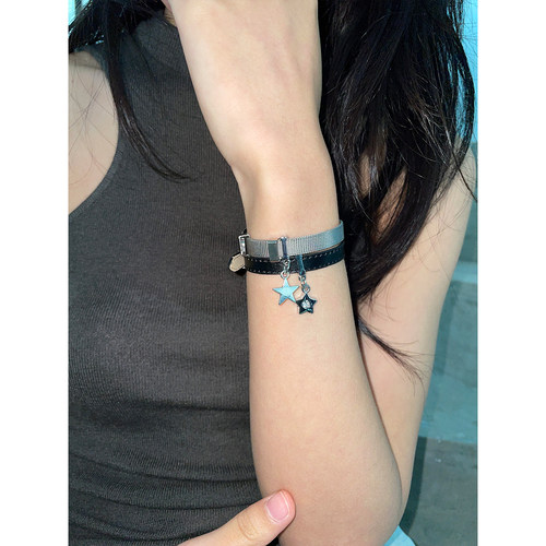 星星吊坠可调节钛钢手链