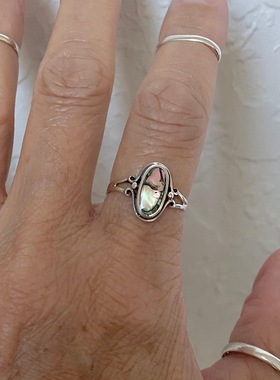 文艺复古天然鲍姆贝开口戒指