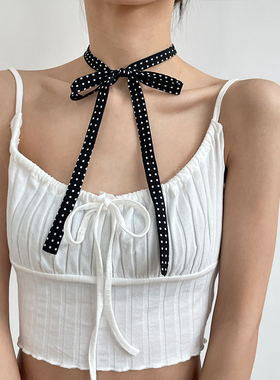 纯欲甜美波点丝带蝴蝶结项链