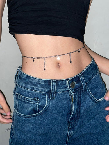 甜酷风辣妹星星流苏腰链嘻哈