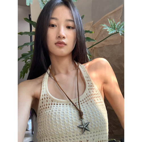 可调节个性星星吊坠合金毛衣链