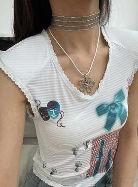 甜酷可爱少女风花朵项链