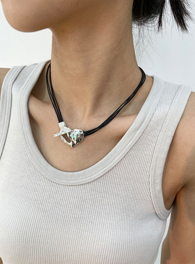 文艺复古波西米亚风多层爱心项链