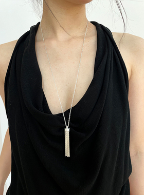 冷淡风银色流苏长款项链