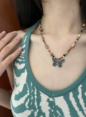 新中式天然石玛瑙串珠项链