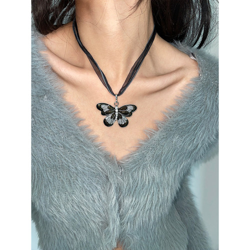 y2k辣妹滴油彩色蝴蝶项链