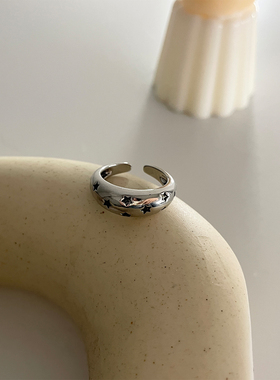 做旧银色开口戒指情侣小众设计