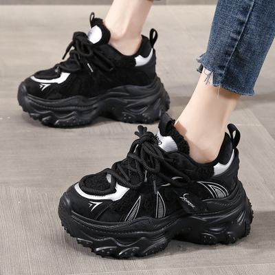 ZFCQ新款厚底内增高加绒老爹鞋女