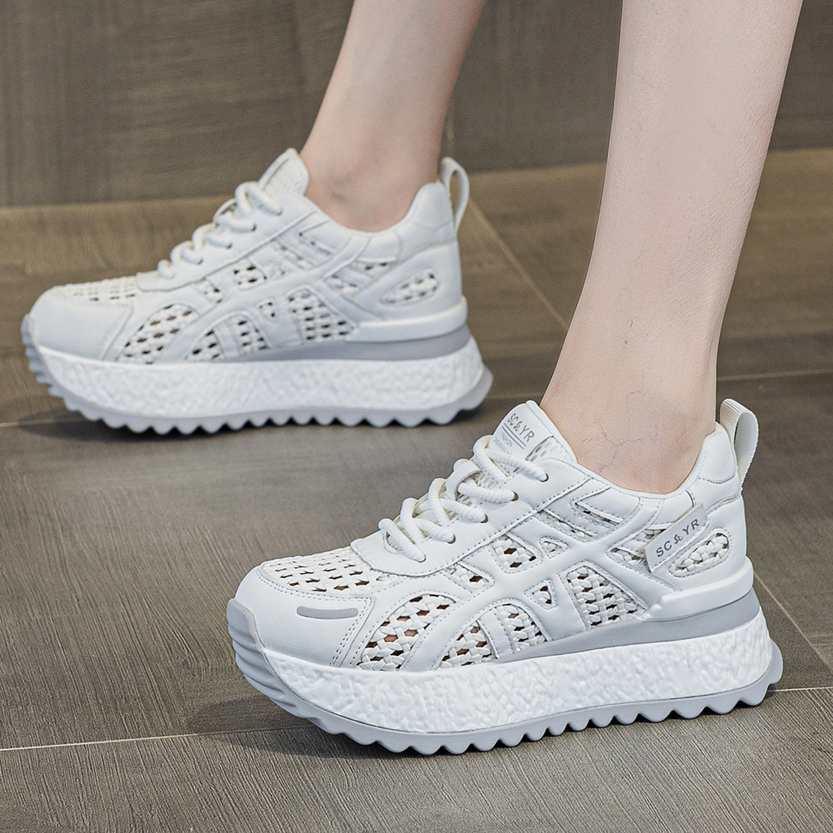 ZFCQ新款厚底内增高镂空老爹单鞋