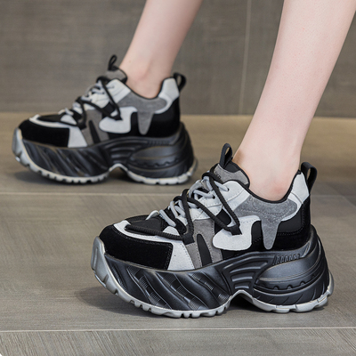 ZFCQ新款厚底内增高拼色老爹鞋女