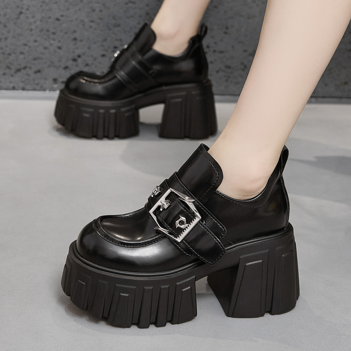 高跟真皮乐福鞋ZFCQ洋气厚底皮鞋