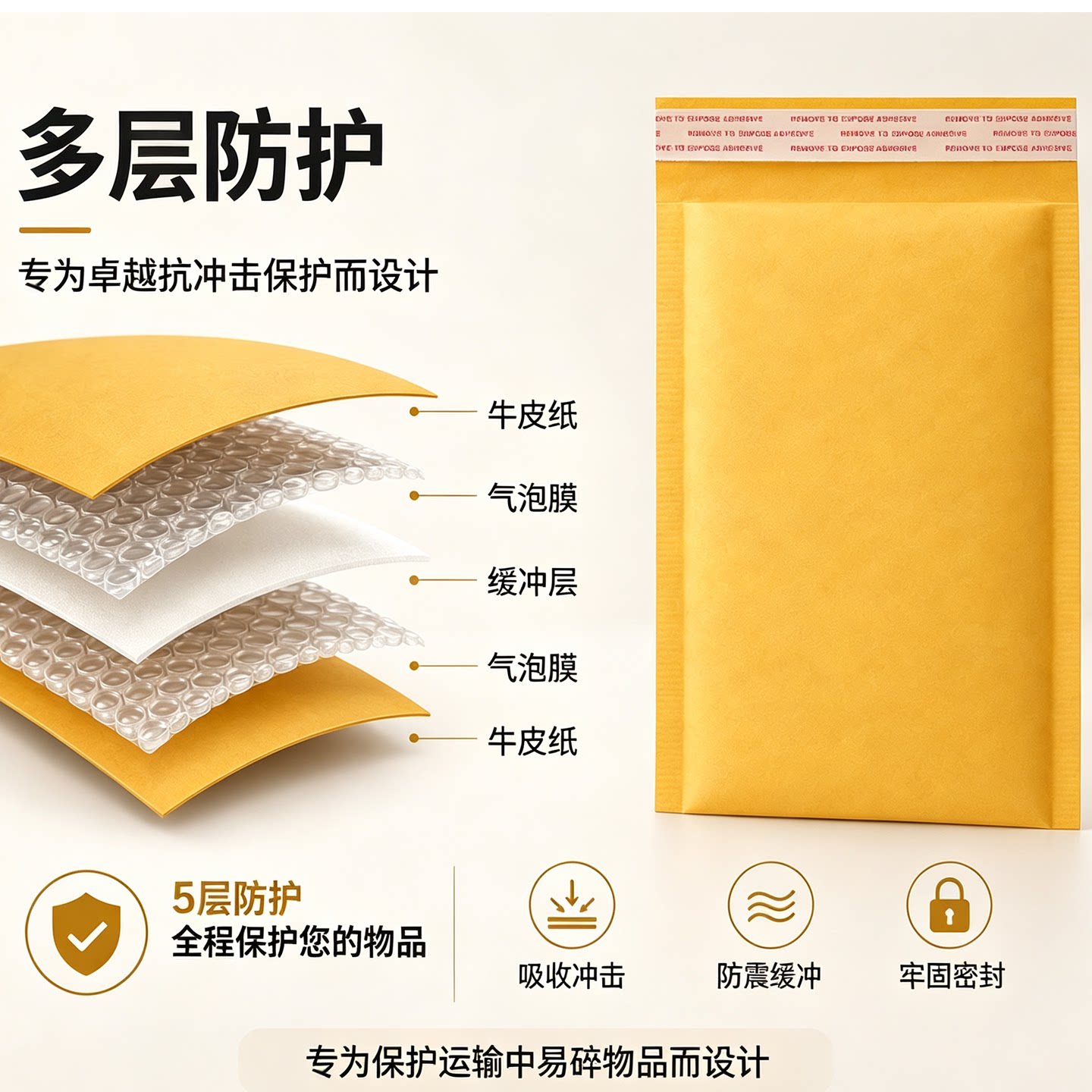 气泡袋加厚防水黄色牛皮纸