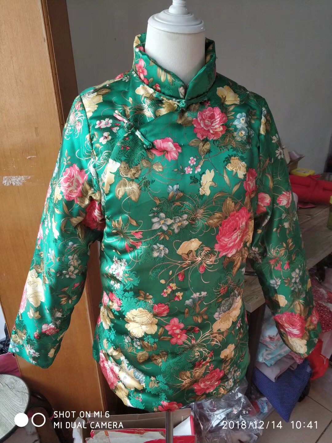 手工织锦缎大襟棉衣棉袄