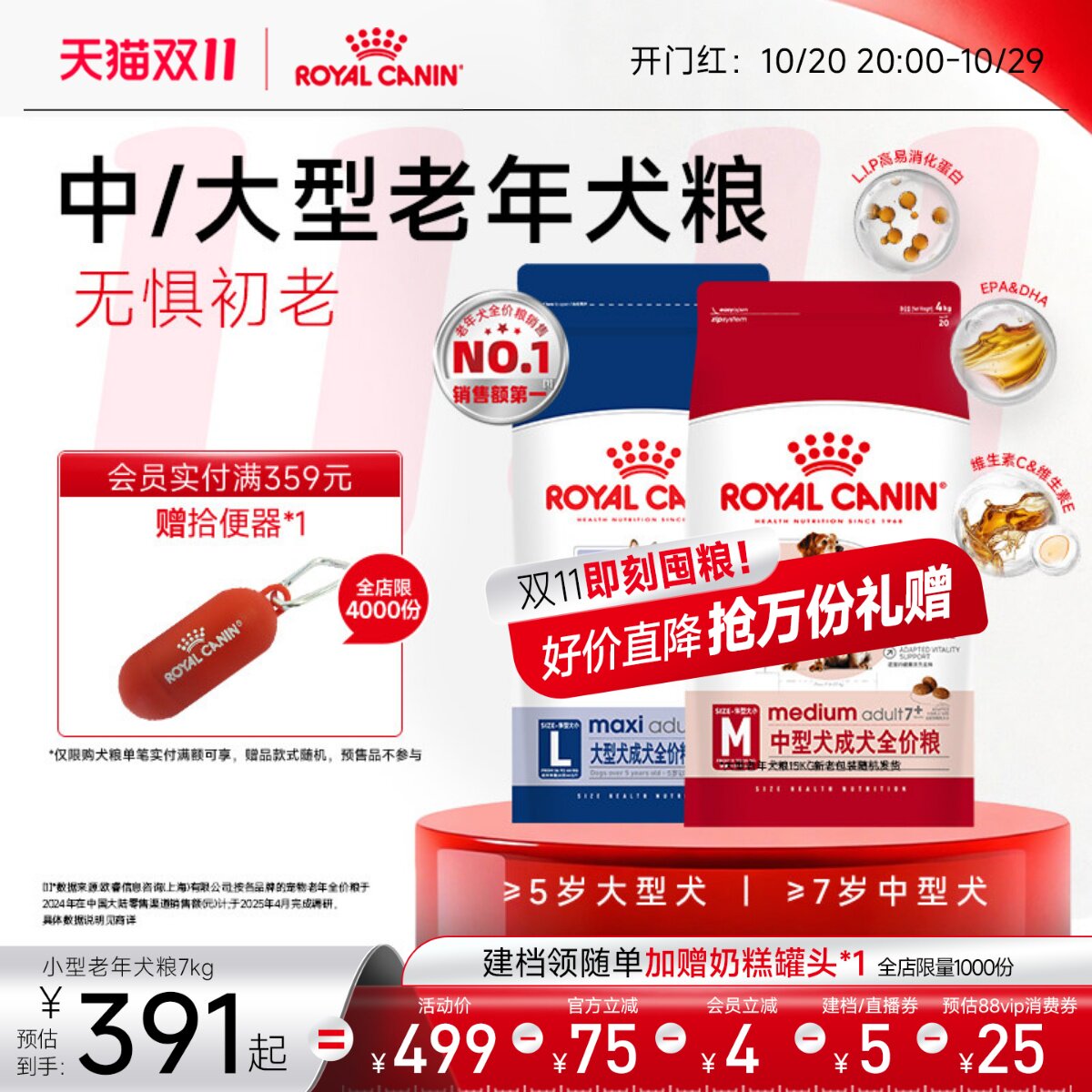 皇家狗粮中型大型中老年犬粮旗舰店官方正品 15kg大包装