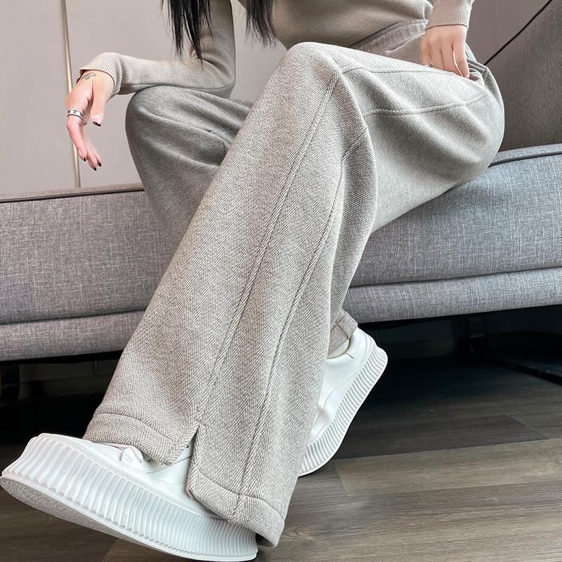 人字纹加厚加绒裤子女冬季2024