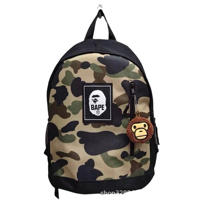 BAPE日本杂志附录迷彩猿人头新款双肩背包通勤学生书包休闲旅游
