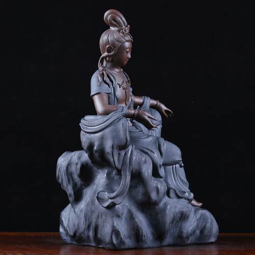自在观音紫砂新中式风雕塑艺术品