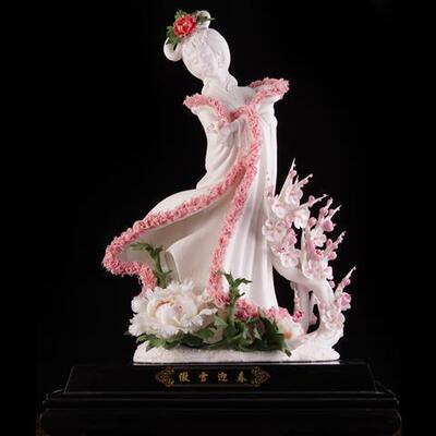 迎春古典美女风人物摆件德化陶瓷