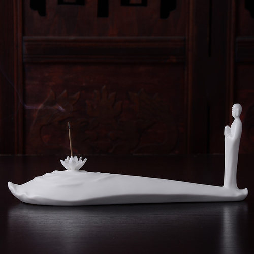 德化白瓷羊脂玉无相小生香插雕塑创意家用居室内沉香檀香香道摆件