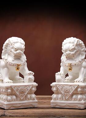 北京狮镇宅供奉家居客厅德化陶瓷