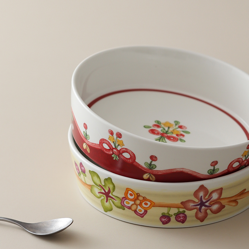 早餐盘海军条纹手绘餐盘创意釉下彩复古耐高温家用出丹麦大盘沙拉