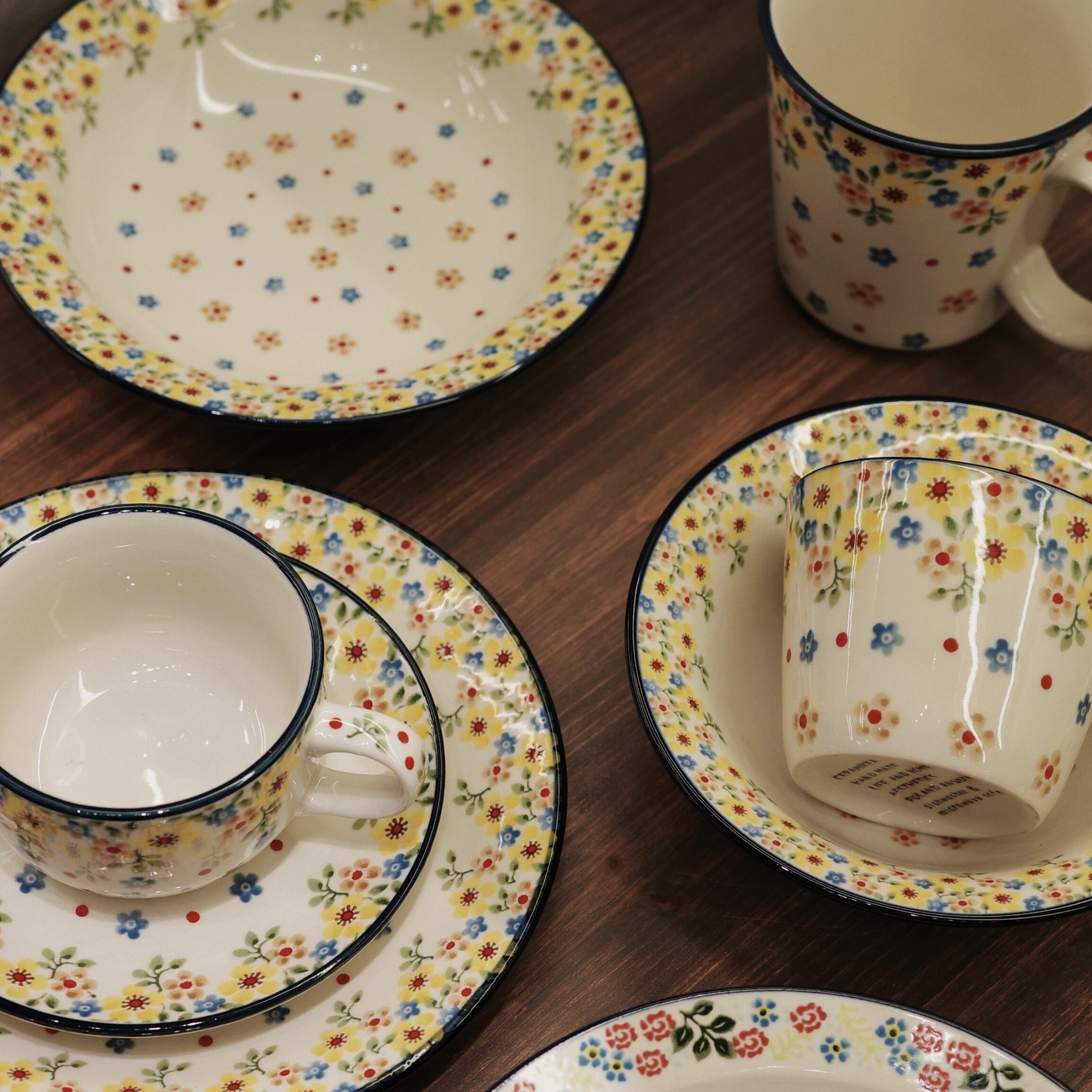 少女的氛围感中古手绘复古系波兰碎花陶瓷咖啡杯碟拉花杯水杯礼物,餐饮具,咖啡杯,淘宝优惠券,粉丝福利购,淘宝优惠卷