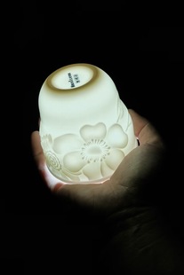 品茗杯大容量喝茶水杯高端茶杯 定窯白缸杯主人杯單個仿宋浮雕中式