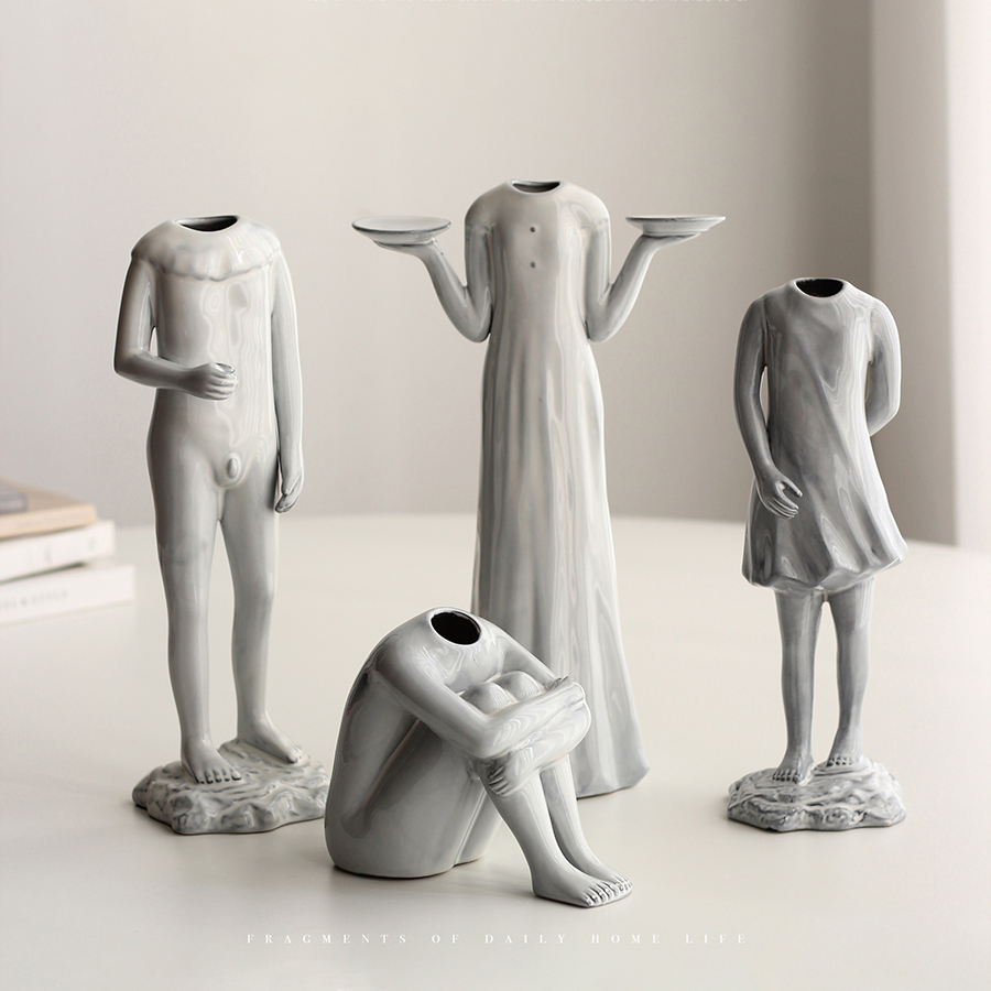 现货泰景德镇手工创意瓷手作Still LIfe人体雕塑花器装饰摆件花瓶