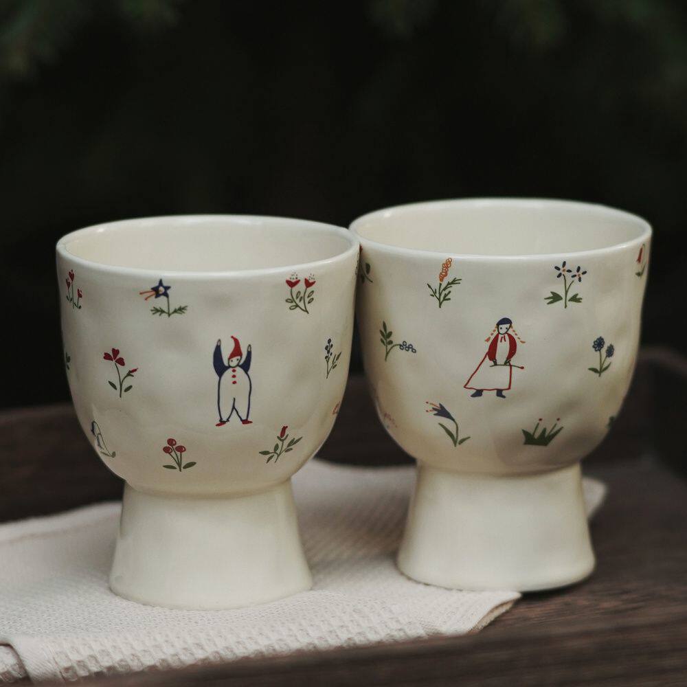 瓷八里高颜值卡通手绘景德镇陶瓷随手握拿铁拉花杯咖啡杯小可乐杯