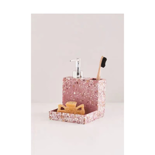 极简侘寂风ins双孔水磨石笔筒办公室书桌收纳盒样板间装饰品摆件