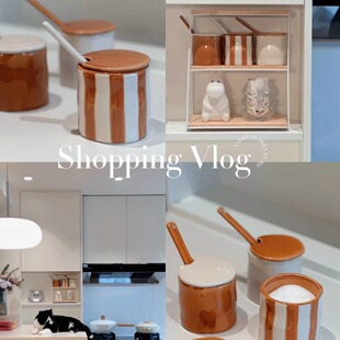 丹麦釉下彩手作复古风陶瓷调味罐原设计家用厨房收纳盒用品调料罐