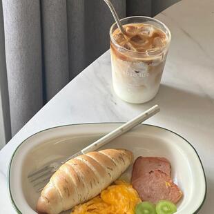 高颜值日式纯色平盘长方形菜盘文艺复古陶瓷餐盘早餐盘沙拉盘侘寂