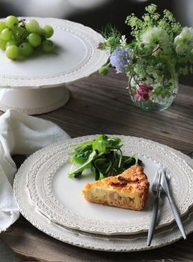 意大利Elios Finezza 浪漫奶油白蕾丝浮雕早餐盘复古风下午茶杯碟