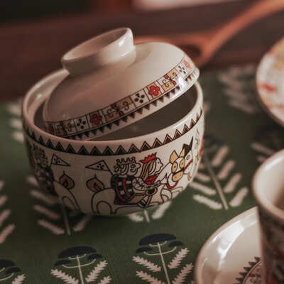 茶碗蒸蛋炖盅波佐见蒸蛋碗炖罐婴儿隔水炖盅陶瓷带盖汤盅日本蛋盅