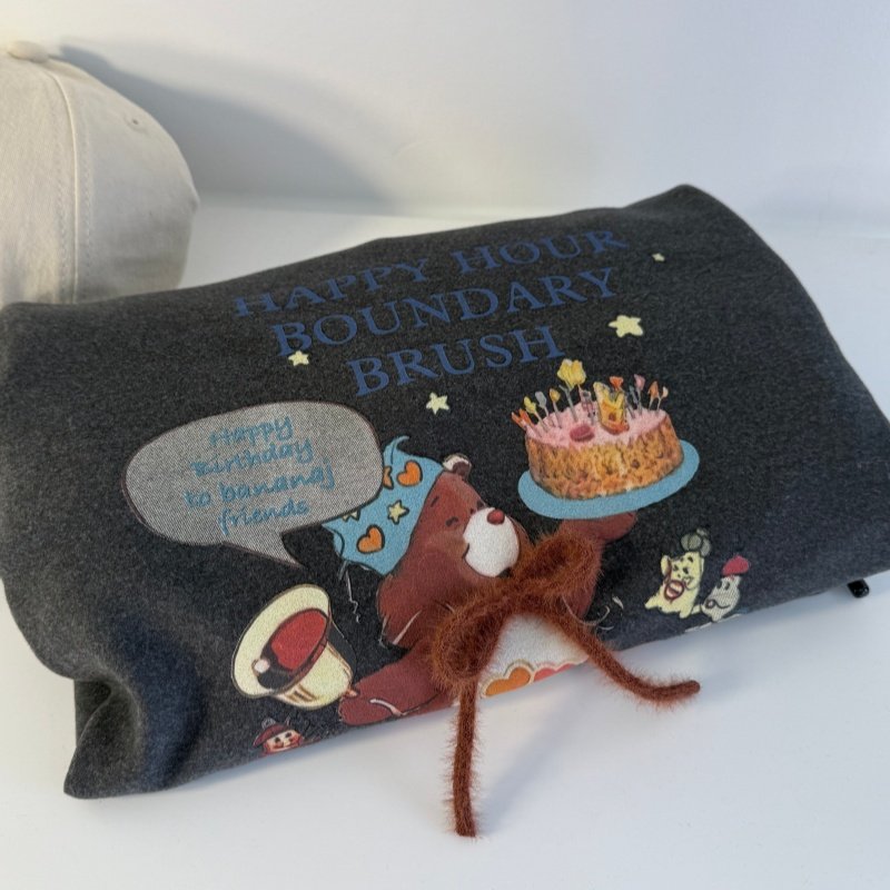 冬内搭打底衫 柔软德绒卡通蛋糕小熊印花圆领长袖女T 韩系上衣