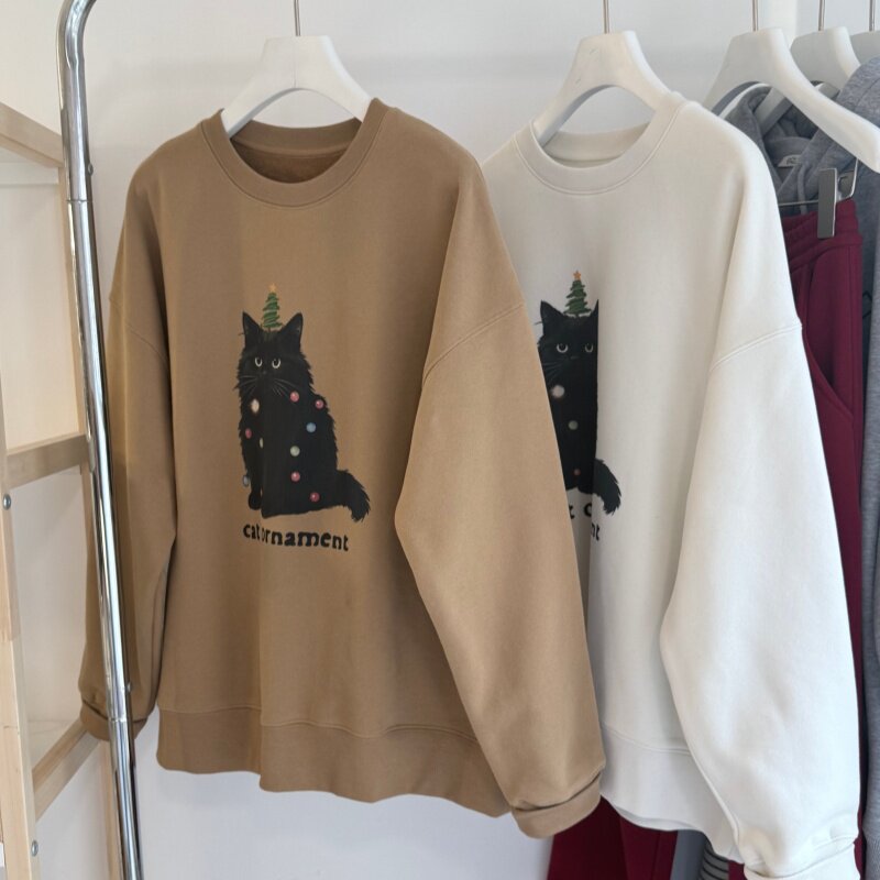 圣诞限定宽松慵懒感加绒大版卫衣