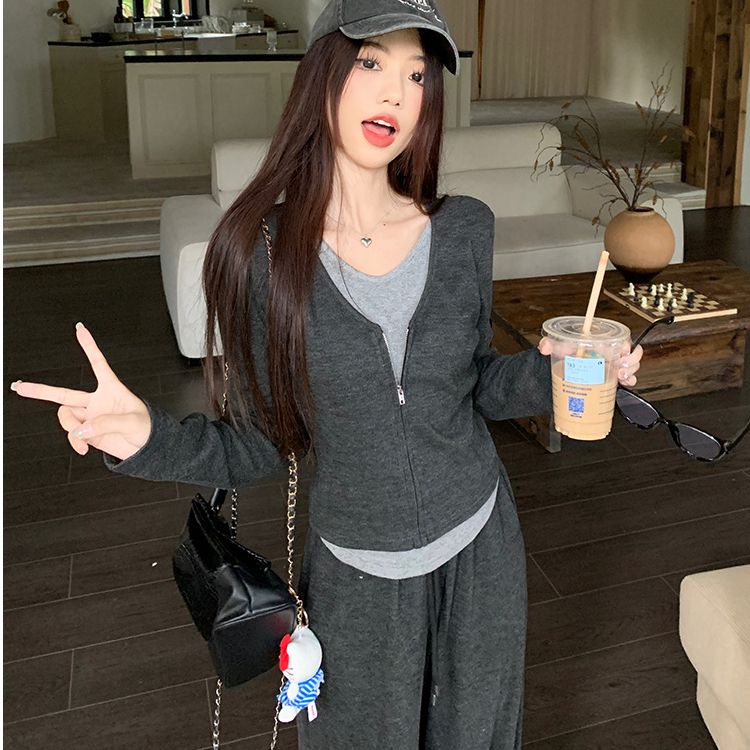 慵懒风气质运动套装女秋冬流行高级感网红炸街卫衣阔腿裤两件套