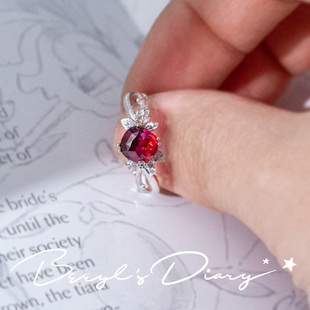雪与荆棘玫瑰|无烧鸽血红宝石18k白金戒指Beryl's Diary