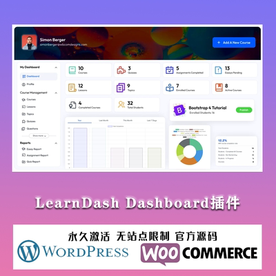 LearnDash Dashboard WordPress前端课程生成器 仪表板插件
