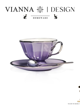 VIANNA丨纹角·REHA欧式轻奢十二角陶瓷咖啡杯碟家用办公下午茶杯