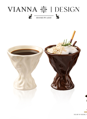 VIANNA丨花隅·AHDF法式褶皱陶瓷咖啡杯精致拉花杯牛奶杯冰淇淋杯