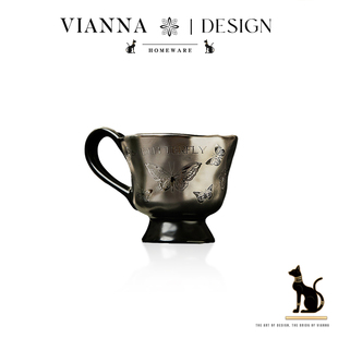 VIANNA丨银蝶·JOIT高级感暗银陶瓷马克杯高颜值咖啡杯牛奶杯水杯