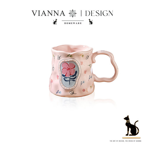 VIANNA不规则花卉陶瓷杯马克杯